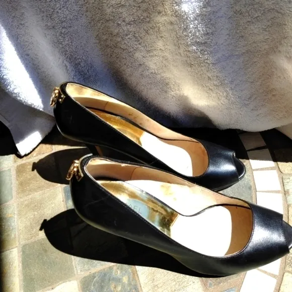 GORGEOUS MK OPEN TOE GENUINE LEATHER HIDDEN PLATFORM HEELS SHOES SIZE 11