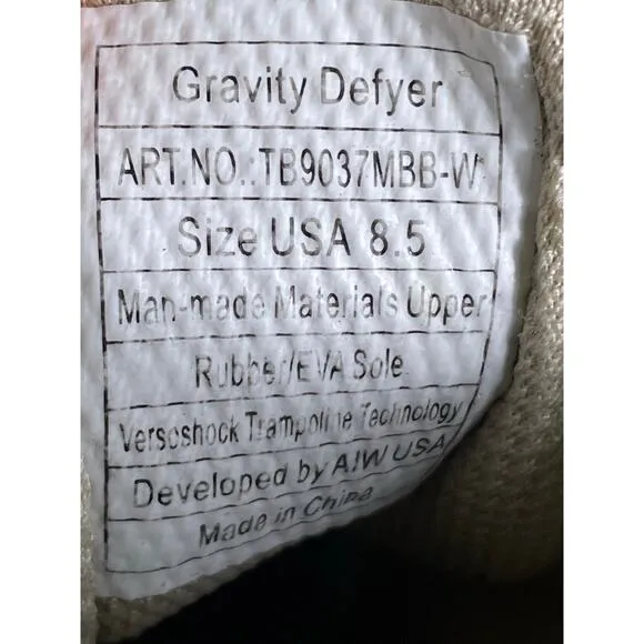 Gravity Defyer TB9037MBB-W Shoes 8.5 Wide Walking Comfort VersoShock Energiya