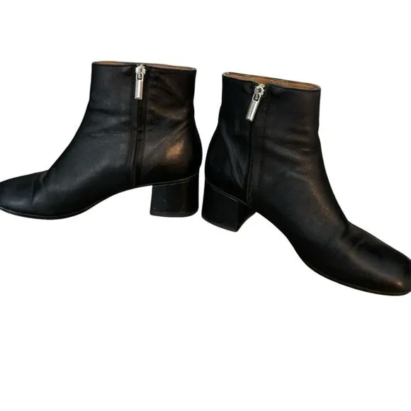Gravitypope Soft Leather Ankle Bootle Women's Italy Zip Up Black Size 39 US 8