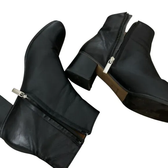 Gravitypope Soft Leather Ankle Bootle Women's Italy Zip Up Black Size 39 US 8