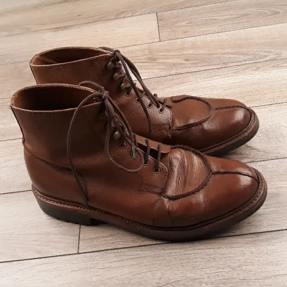 GRENSON Goodyear Brown Leather Sz 11‎ G Mens Lace Up Split Toe Boots