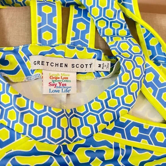 Gretchen Scott blue and yellow geometric print sundress size medium