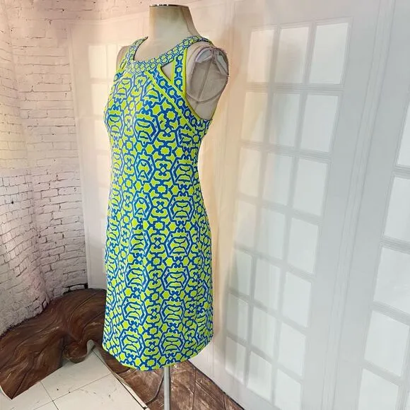 Gretchen Scott blue and yellow geometric print sundress size medium