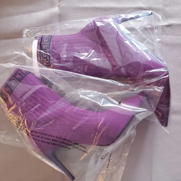 Guess Stiletto Purple Sock Ankle Boots