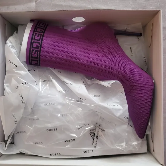 Guess Stiletto Purple Sock Ankle Boots