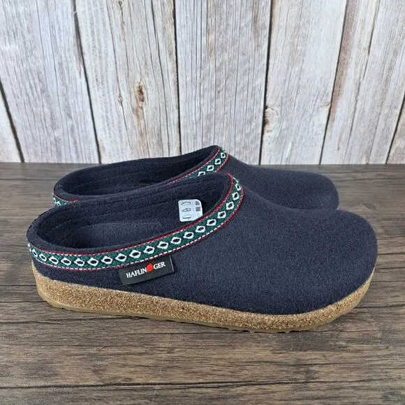 Haflinger Slip On Mule GZ Classic Grizzly Wool Slipper Men's Sz 7 EU40 Women's 9