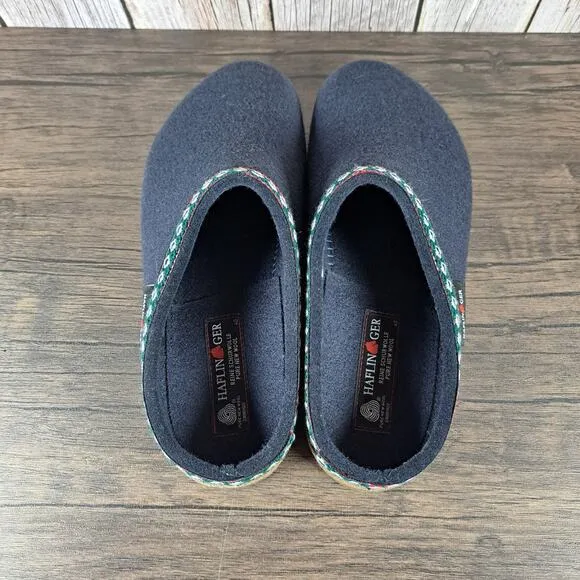 Haflinger Slip On Mule GZ Classic Grizzly Wool Slipper Men's Sz 7 EU40 Women's 9