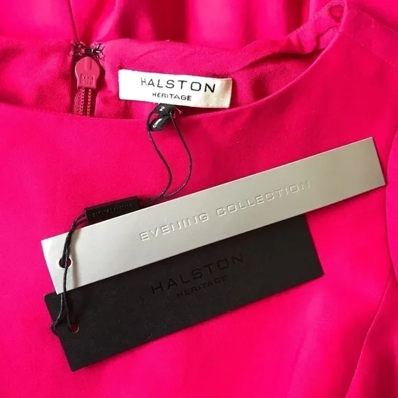 Halston Heritage Pink Peplum Cap Sleeve Dress 2
