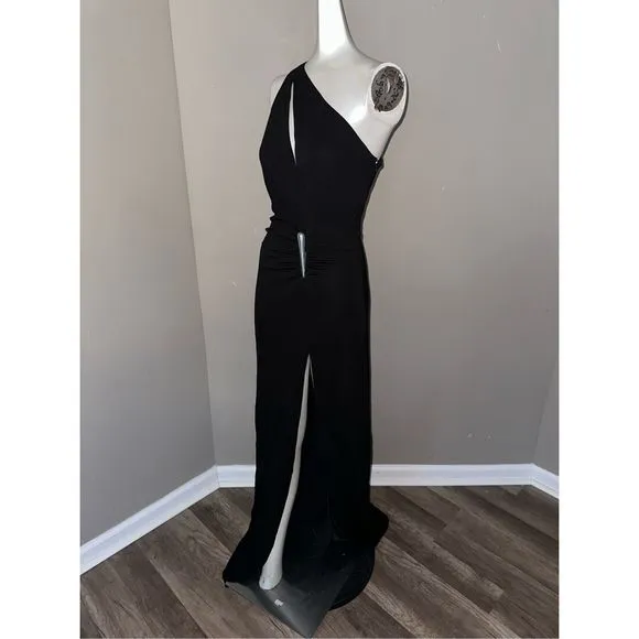 Halston Ivanna one-shoulder cutout jersey gown