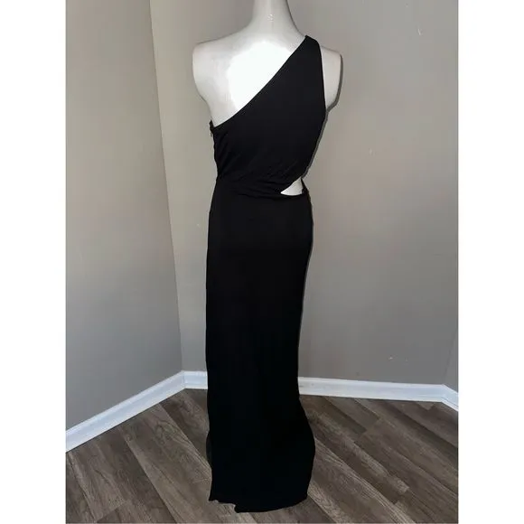 Halston Ivanna one-shoulder cutout jersey gown