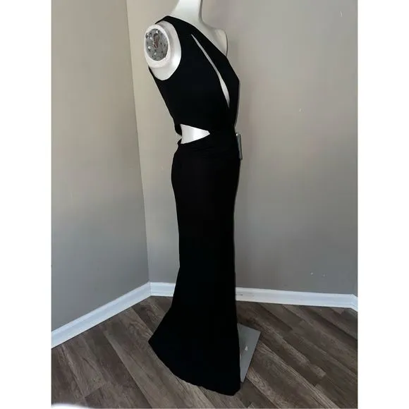Halston Ivanna one-shoulder cutout jersey gown
