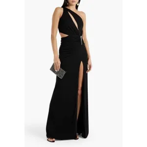 Halston Ivanna one-shoulder cutout jersey gown