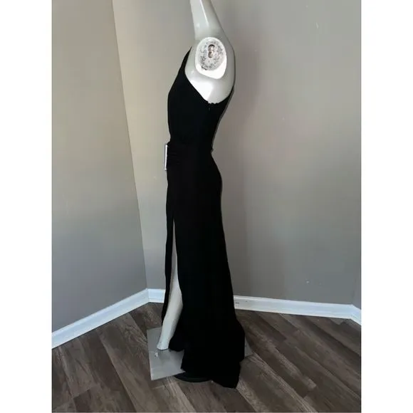 Halston Ivanna one-shoulder cutout jersey gown