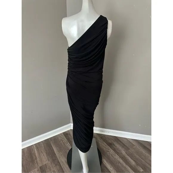 HALSTON REIA ONE SHOULDER DRESS BLACK