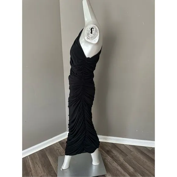 HALSTON REIA ONE SHOULDER DRESS BLACK