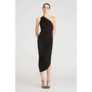 HALSTON REIA ONE SHOULDER DRESS BLACK