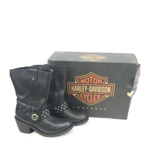 Harley Davidson Riding Boots Studded Black Leather Motorcycle Womens 6.5M D83829