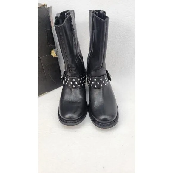 Harley Davidson Riding Boots Studded Black Leather Motorcycle Womens 6.5M D83829