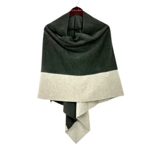 Henriette Steffensen Copenhagen Women Fleece Cape Poncho Green Gray One Size R