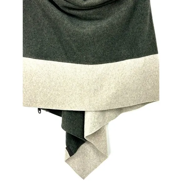 Henriette Steffensen Copenhagen Women Fleece Cape Poncho Green Gray One Size R