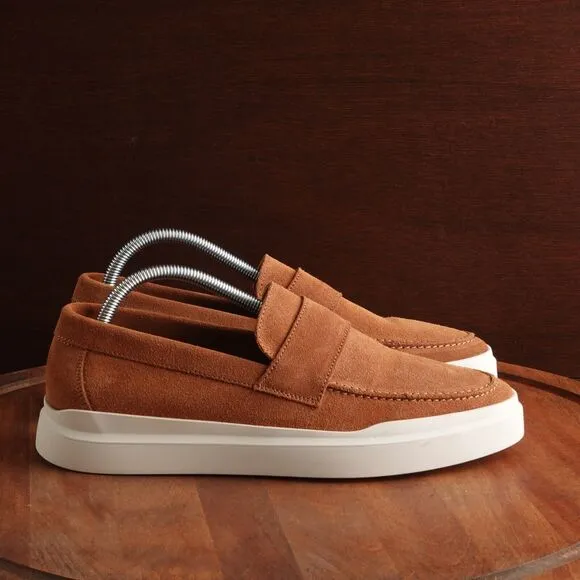 Hermo Shoes Mens SZ EU 43 US 9.5-10 Brown Driving Loafer Suede Slip On Casual
