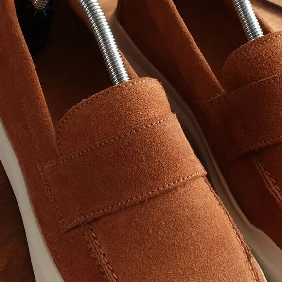 Hermo Shoes Mens SZ EU 43 US 9.5-10 Brown Driving Loafer Suede Slip On Casual