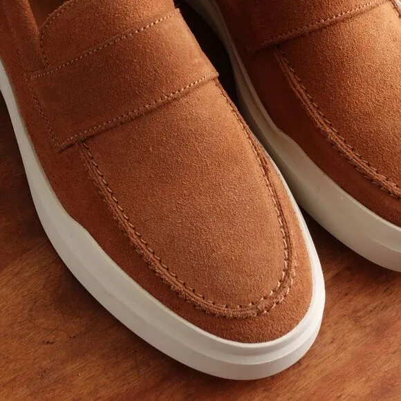 Hermo Shoes Mens SZ EU 43 US 9.5-10 Brown Driving Loafer Suede Slip On Casual
