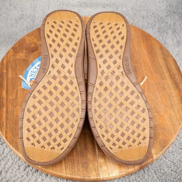 Hey Dude Wally Grip Craft Mens Shoes Sz 6 Casual Brown Leather Slip-On Sneakers
