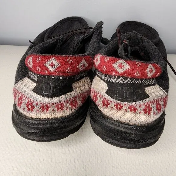 Hey Dude Wally Wool Men's Size 11 Black Slip On Casual Shoes Nordic Pattern Heel