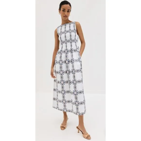 Hill House The Cosima Nap Dress in Marseille Geo Boat Neck and Pockets size XS