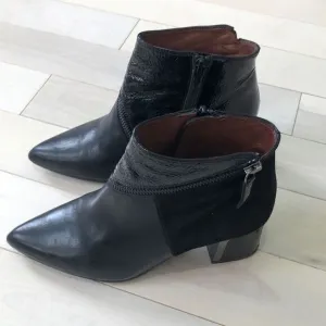 Hispanitas Women's Leather Suede Zipper Embellishments Ankle Boots Black Size 36