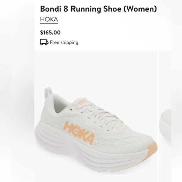 HOKA Bondi 8 sneakers women size 8 White / Cantaloupe New Season Women$171