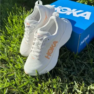 HOKA Bondi 8 sneakers women size 8 White / Cantaloupe New Season Women$171