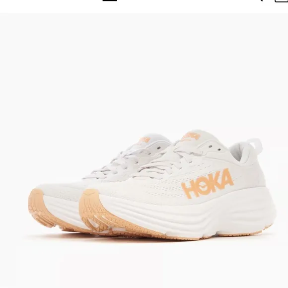 HOKA Bondi 8 sneakers women size 8 White / Cantaloupe New Season Women$171