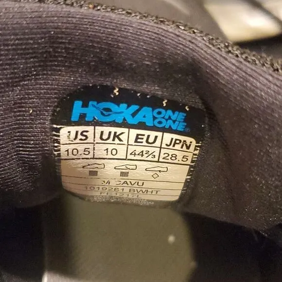 HOKA ONE Cavu Black Running Shoes Mesh Upper - Size 10 1/2