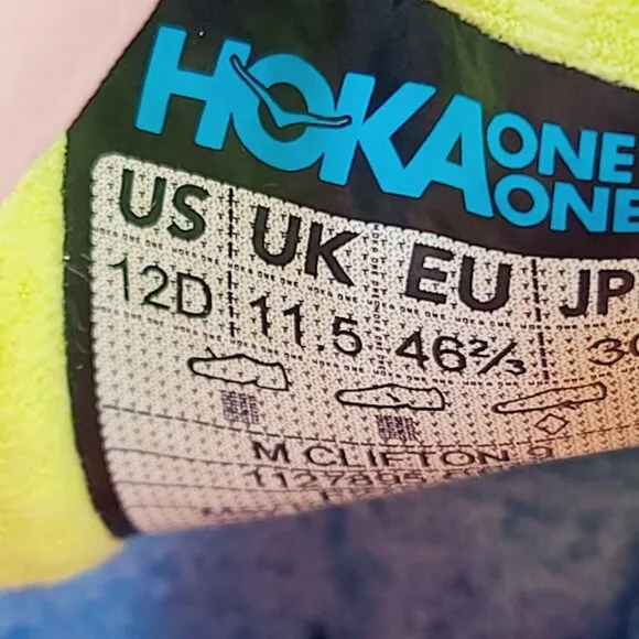 Hoka One One Men's Green Ceramic Clifton 9 Mesh Athletic Running Shoes Size 12D
