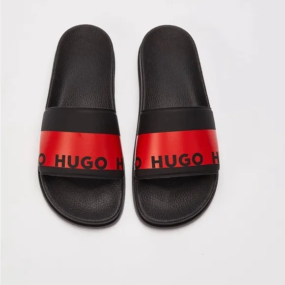 Hugo Boss Men’s Red Logo Slip-On Slides - Size US 6/ EU 39 - New in Box
