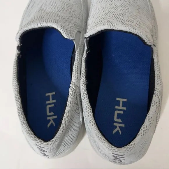 Huk Mens Performance Brewster Gray Rapid Dry Slip On Fishing Boat Shoe Size 8
