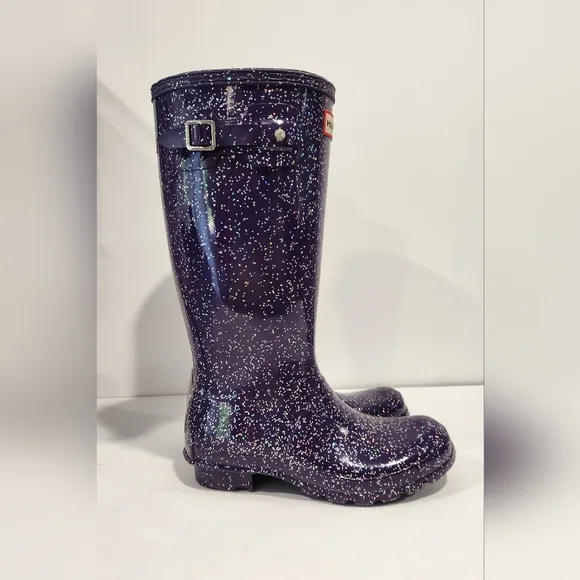 Hunter Kids Original Giant Glitter Wellington Rain Boots EU 37 Girls 6 Worn 1X
