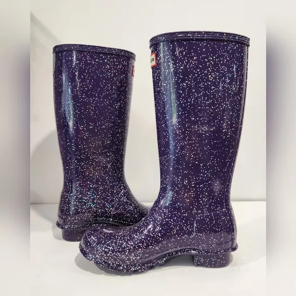 Hunter Kids Original Giant Glitter Wellington Rain Boots EU 37 Girls 6 Worn 1X