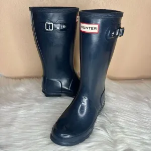 Hunter Kids Original Gloss Rain Play Boots Navy US Girls 4 Boys 3