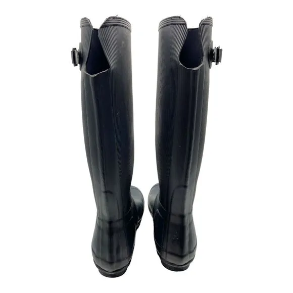 Hunter Original Ribbed Leg Black Boots Rain Size 7M/8W