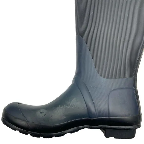 Hunter Original Ribbed Leg Black Boots Rain Size 7M/8W