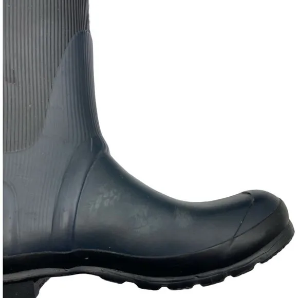 Hunter Original Ribbed Leg Black Boots Rain Size 7M/8W