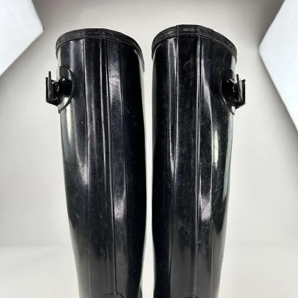 HUNTER Original Tall Boot  US 9 shiny black Pull-On rain boots
