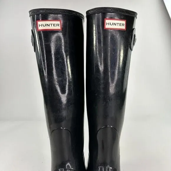 HUNTER Original Tall Boot  US 9 shiny black Pull-On rain boots