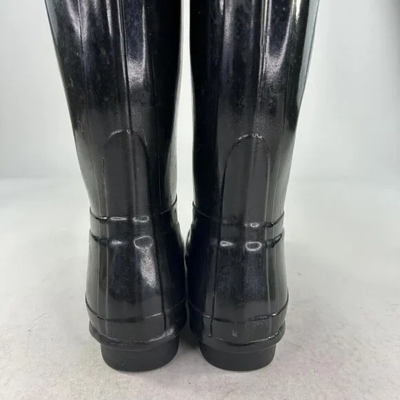 HUNTER Original Tall Boot  US 9 shiny black Pull-On rain boots