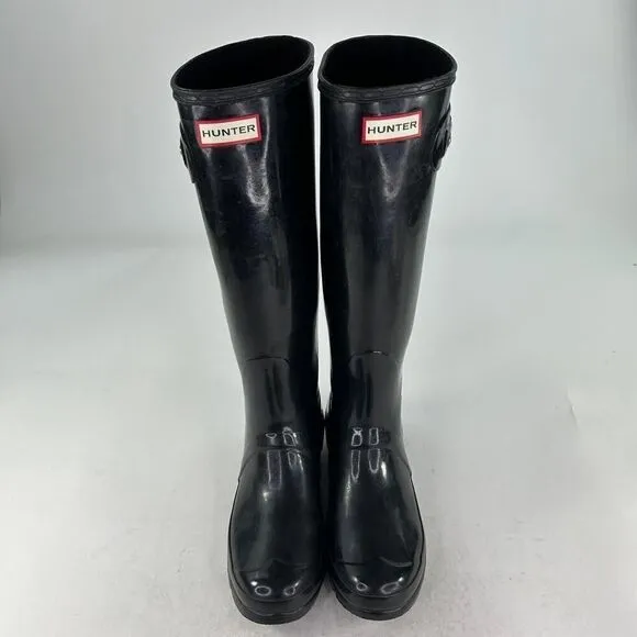 HUNTER Original Tall Boot  US 9 shiny black Pull-On rain boots