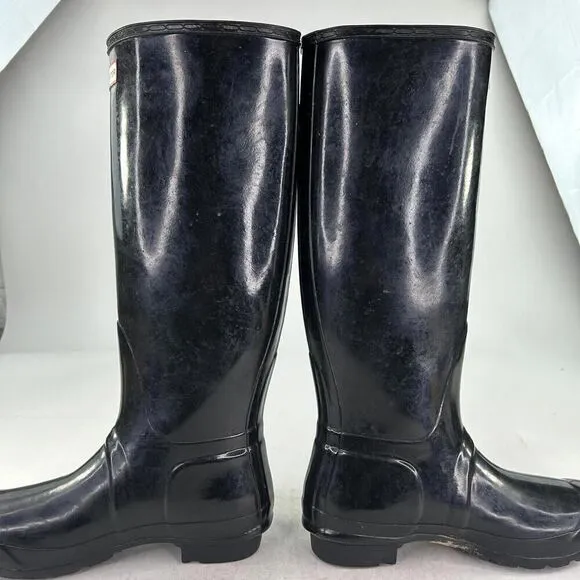 HUNTER Original Tall Boot  US 9 shiny black Pull-On rain boots