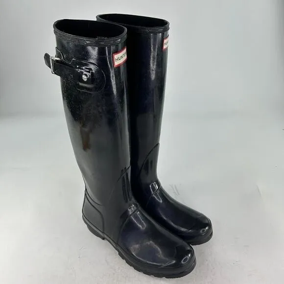 HUNTER Original Tall Boot  US 9 shiny black Pull-On rain boots